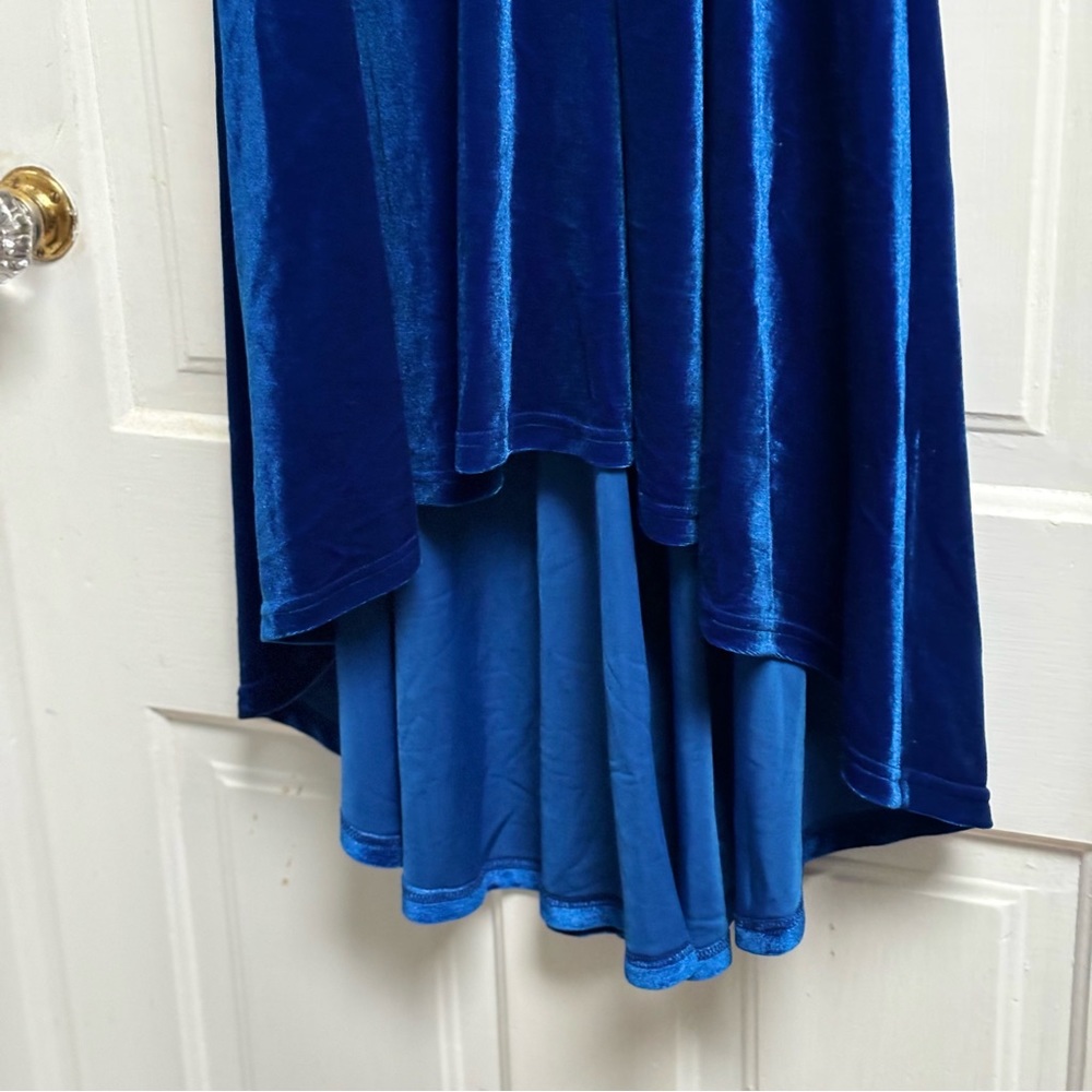 New With Tags Jasambac Royal Blue Velvet Holiday High Low Dress Size Medium - Picture 4 of 9